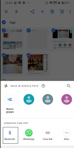 bluetooth per inviare file dal cellulare